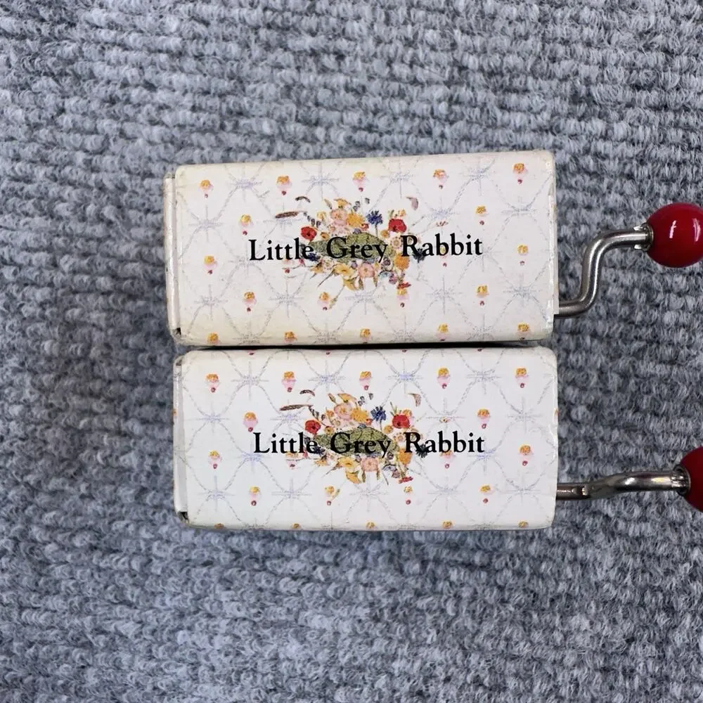 2 VTG Sankyo Hand-Crank MUSIC BOXES Chim Chim Talk To Animals Little Gray Rabbit